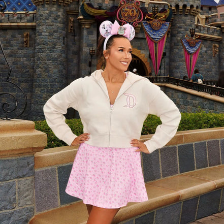 "D" Embroidered Polka Dot Cropped Sweater
