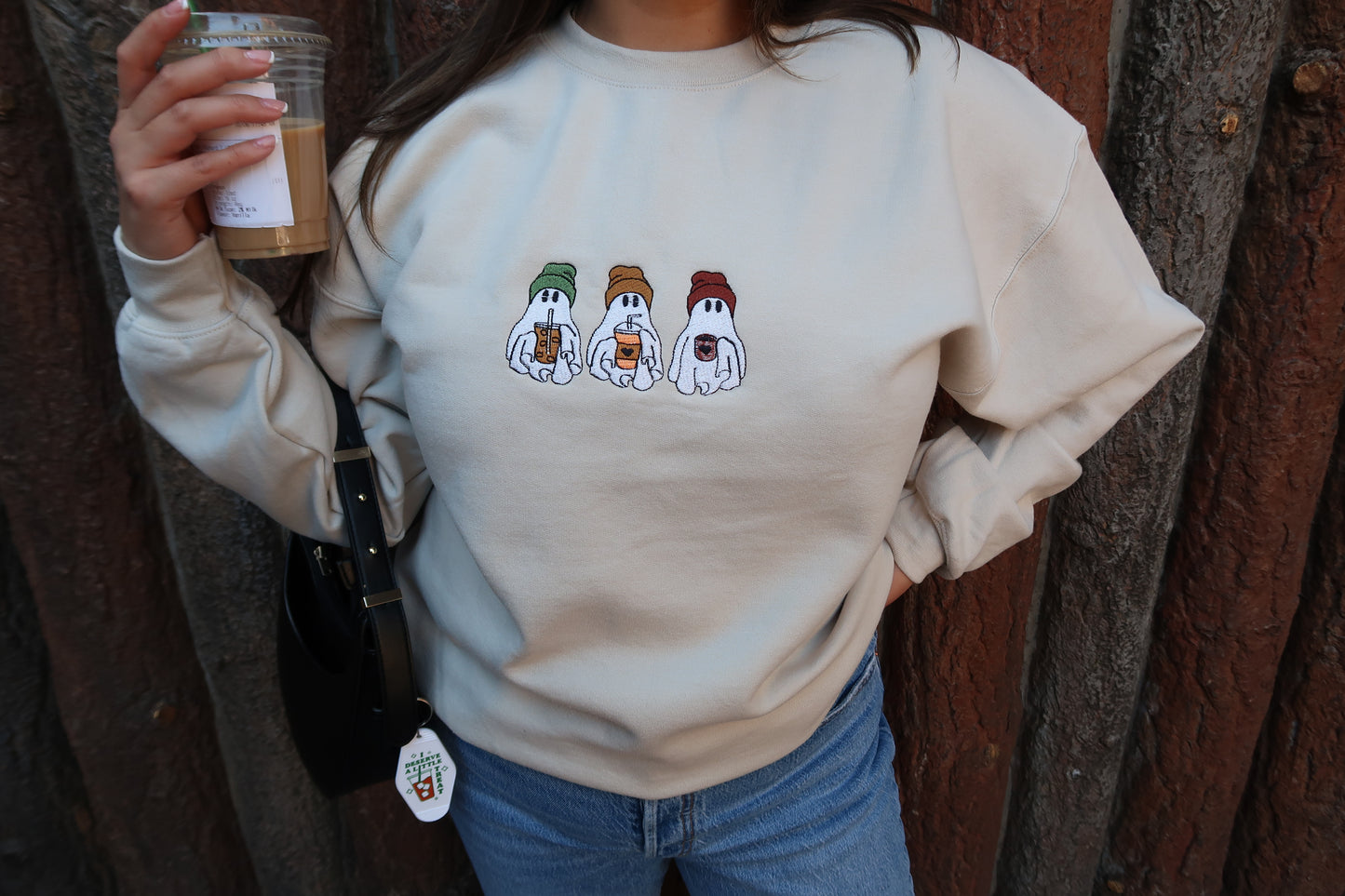 Ghostly Sips Embroidered Crewneck