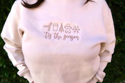 Tis The Season Embroidered Crewneck Sweater