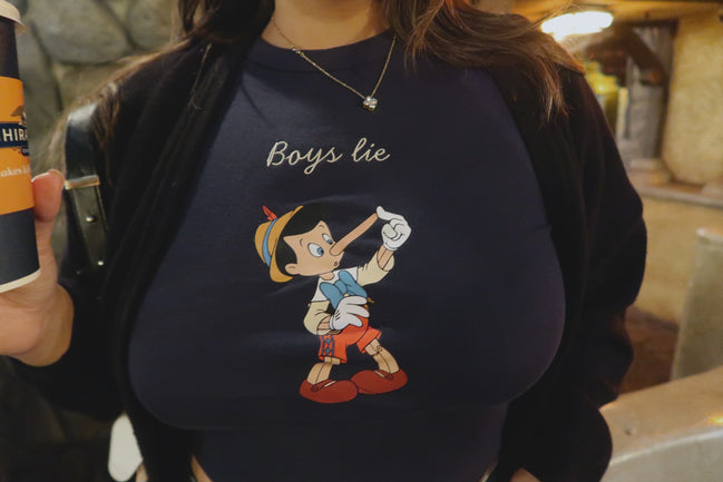 "Boys Lie" Blue Cropped Tee