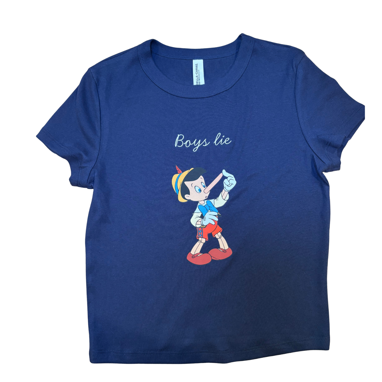 "Boys Lie" Blue Cropped Tee